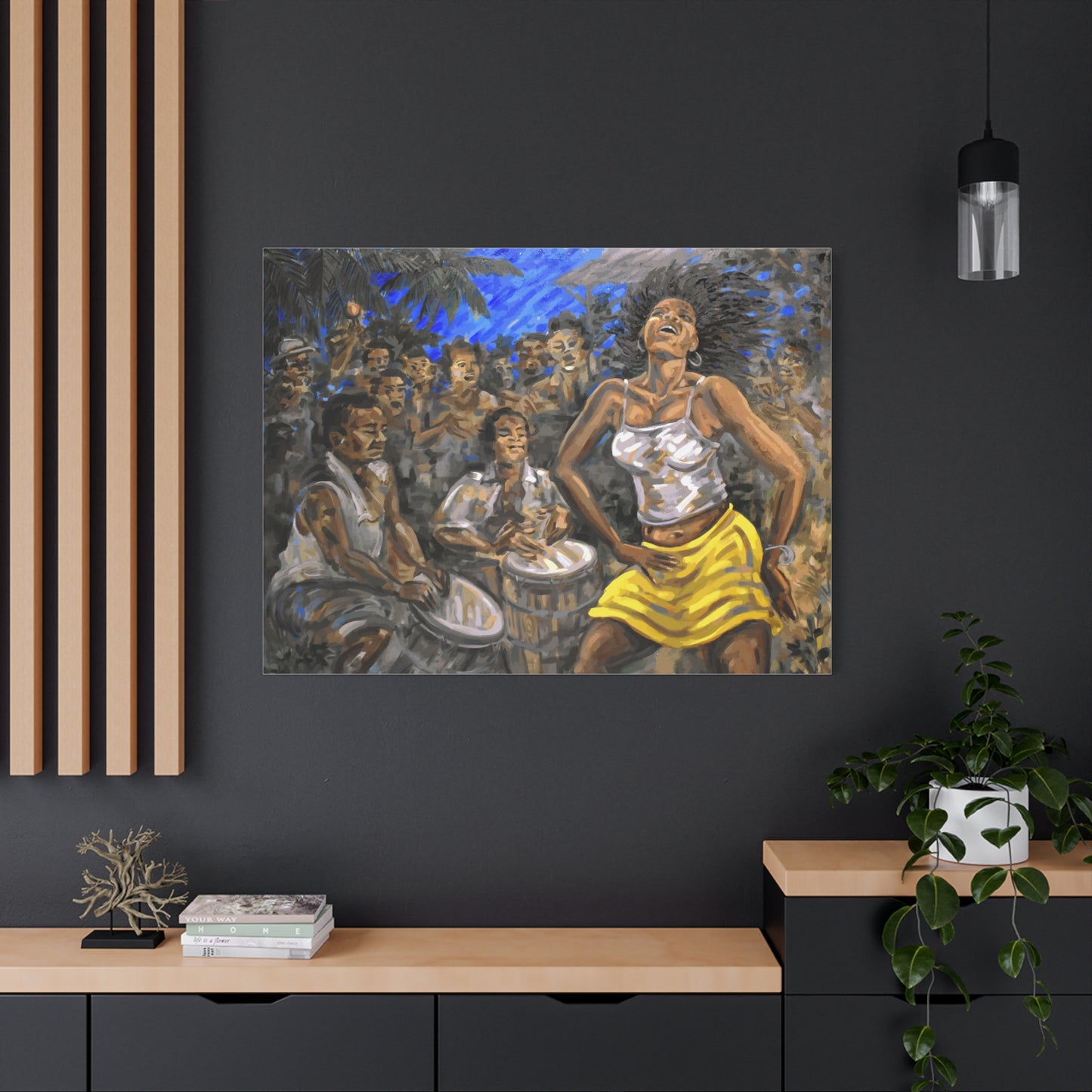 La Bailarina by Samuel Lind Matte Canvas Print — Energetic Drum & Dancer Wall Art