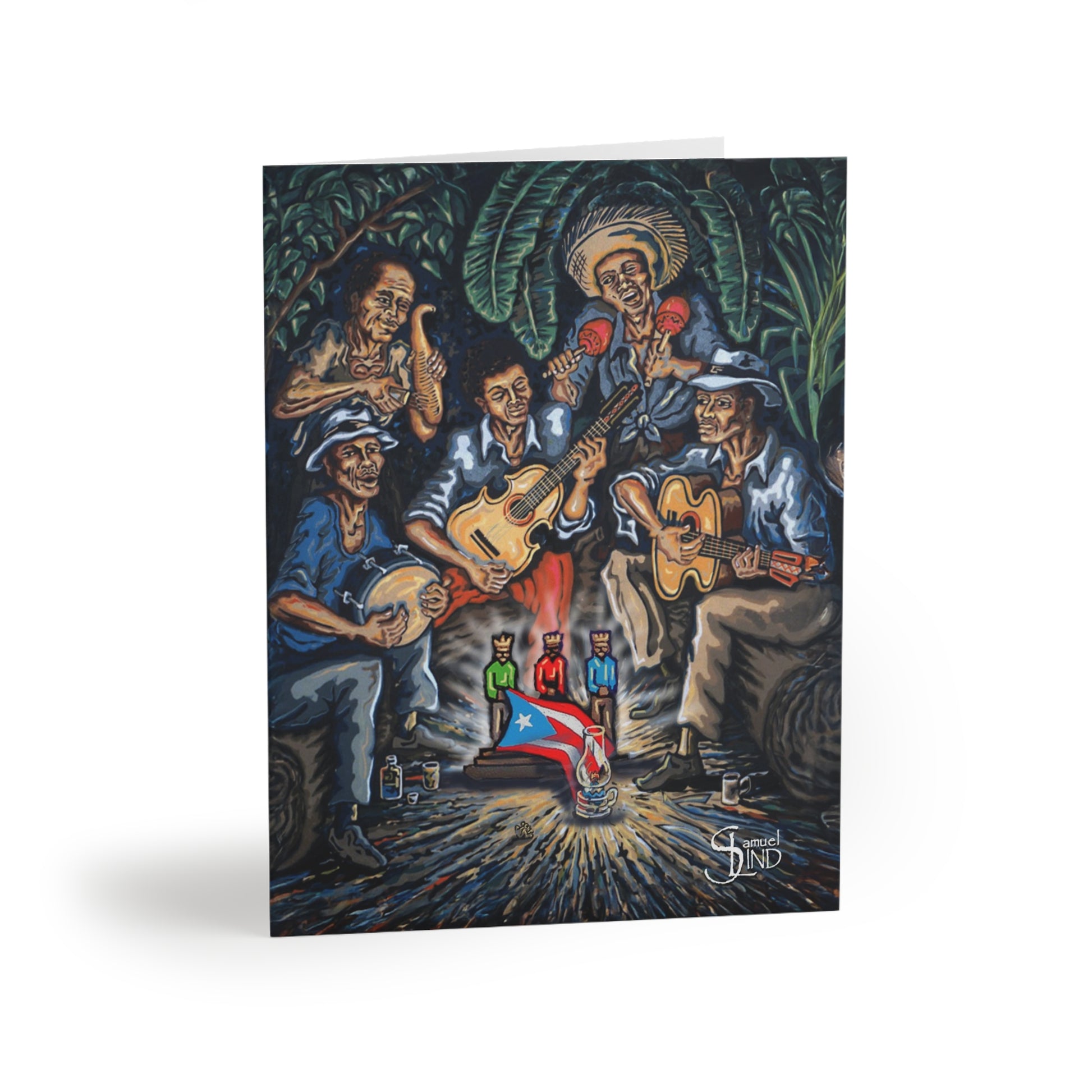 Tertulia Navideña Postcard by Samuel Lind Greeting cards (8, 16, and 24 pcs) - Lind Studios