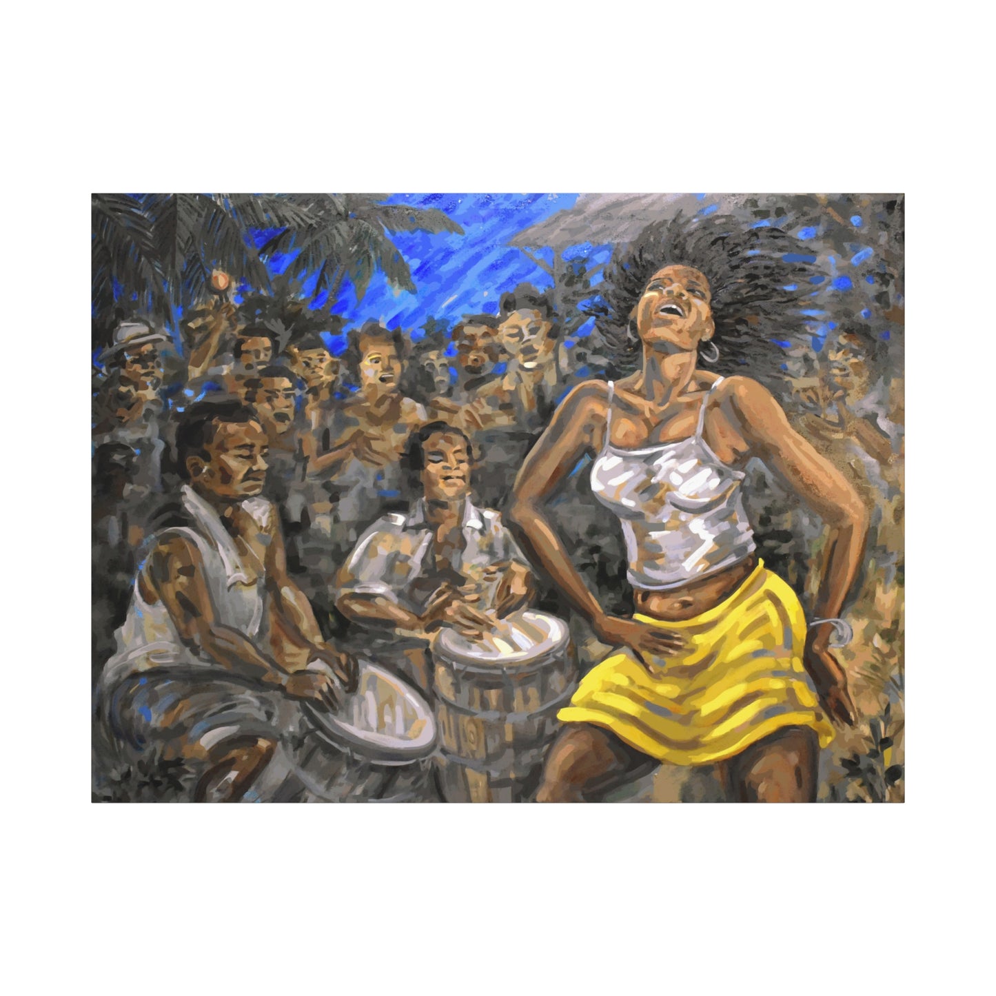 La Bailarina by Samuel Lind Matte Canvas Print — Energetic Drum & Dancer Wall Art