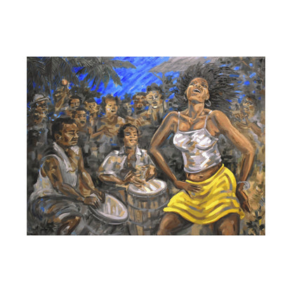 La Bailarina by Samuel Lind Matte Canvas Print — Energetic Drum & Dancer Wall Art