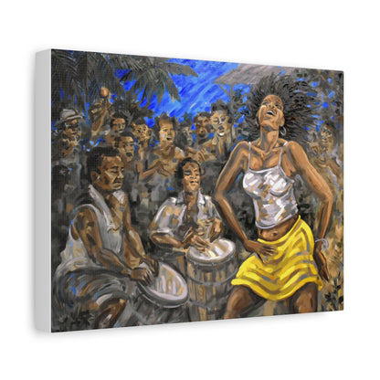 La Bailarina by Samuel Lind Matte Canvas Print — Energetic Drum & Dancer Wall Art