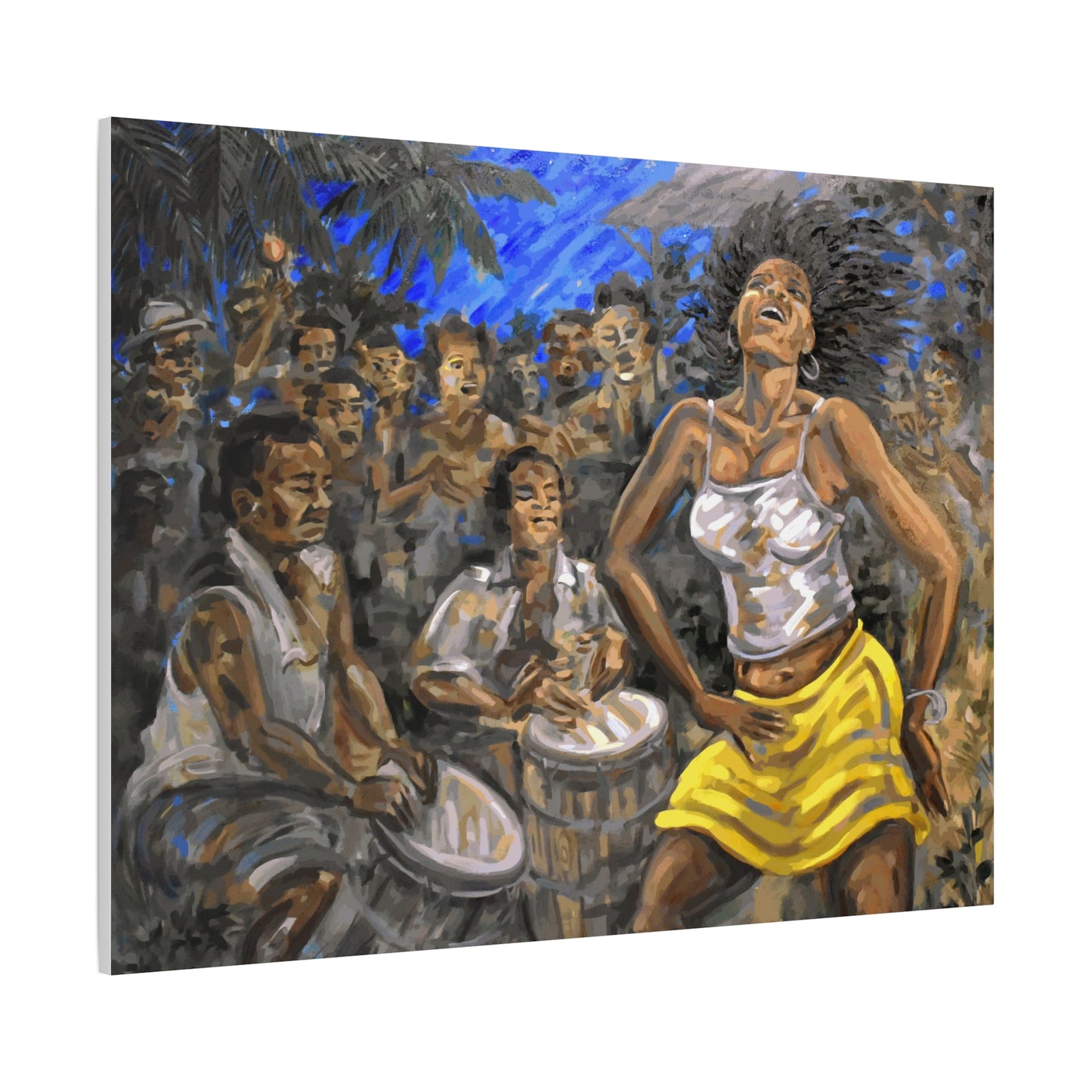 La Bailarina by Samuel Lind Matte Canvas Print — Energetic Drum & Dancer Wall Art