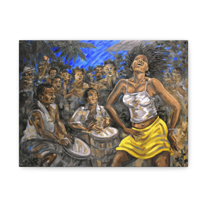 La Bailarina by Samuel Lind Matte Canvas Print — Energetic Drum & Dancer Wall Art