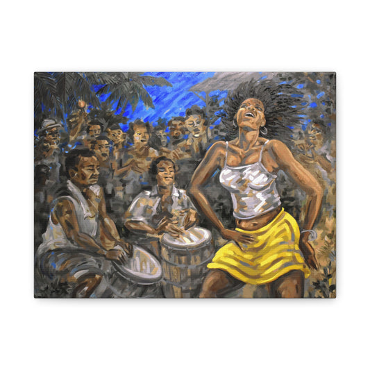 La Bailarina by Samuel Lind Matte Canvas Print — Energetic Drum & Dancer Wall Art