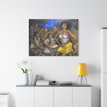 La Bailarina by Samuel Lind Matte Canvas Print — Energetic Drum & Dancer Wall Art