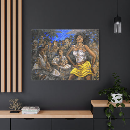 La Bailarina by Samuel Lind Matte Canvas Print — Energetic Drum & Dancer Wall Art