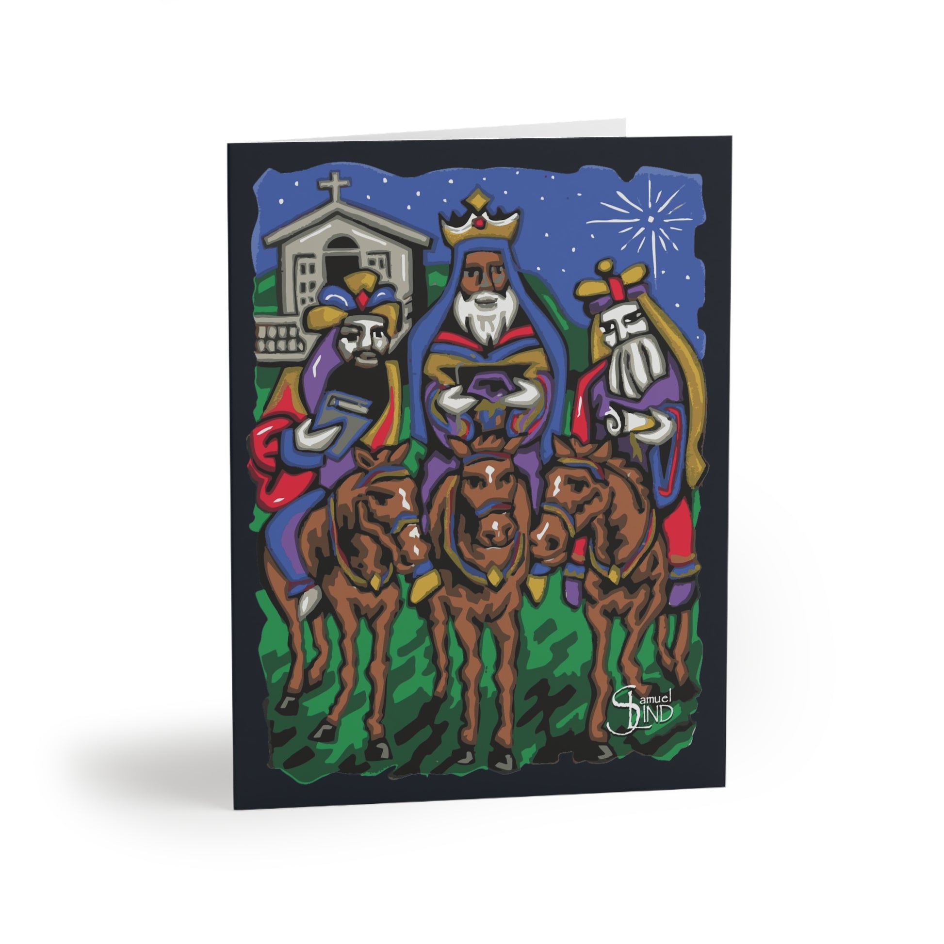 Los Reyes a Caballo Postcard by Samuel Lind - Lind Studios