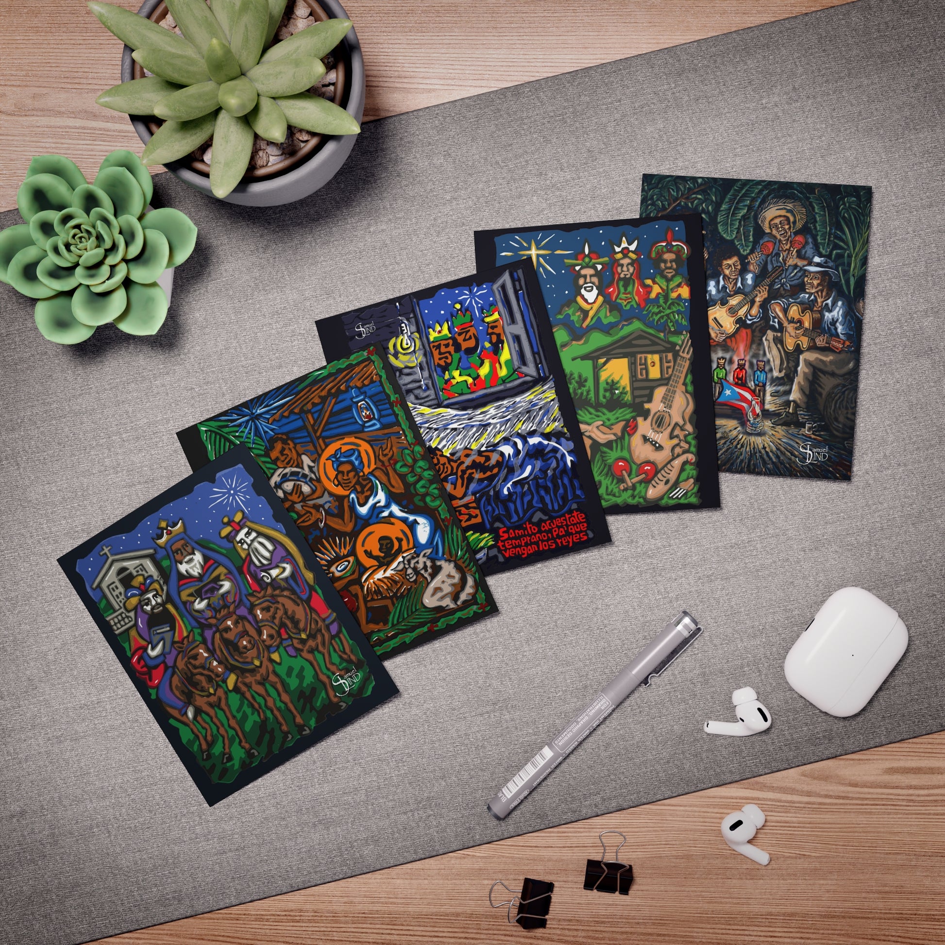 Feliz Navidad Boricua Postcard Collection by Samuel Lind - Lind Studios